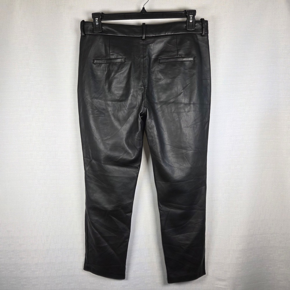 Zara Faux Leather Ankle Pants Black Women's Large Festival Contemporary - Picture 3 of 7